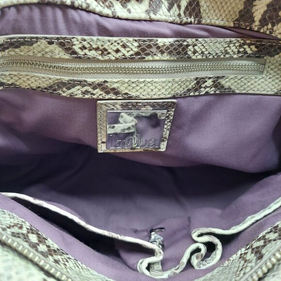 Kooba Python Print  Leather Tote Handbag With Dual Handles & Metal Accents New - Picture 8 of 9